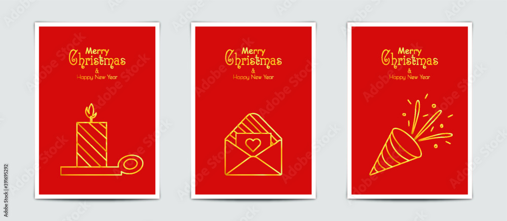 Merry Christmas modern card set elements greeting text lettering red background. Merry Christmas modern card set elements greeting text lettering red background.