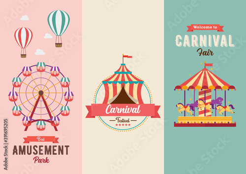 Set of Fun fair and Carnival theme banners