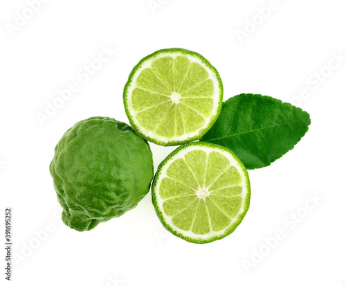 Top view of Bergamot fruit isolated on the white background.