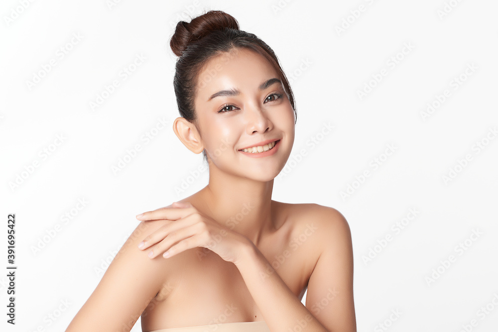 Beautiful young asian woman with clean fresh skin on white background, Face care, Facial treatment, Cosmetology, beauty and spa, Asian women portrait Beautiful young asian woman with clean fresh skin on white background, Face care, Facial treatment, Cosmetology, beauty and spa, Asian women portrait