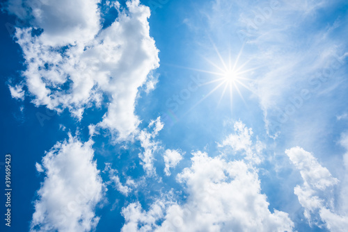 cloud and blue sky with sun background