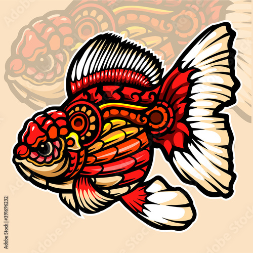 Golden fish zentangle arts. mascot logo design