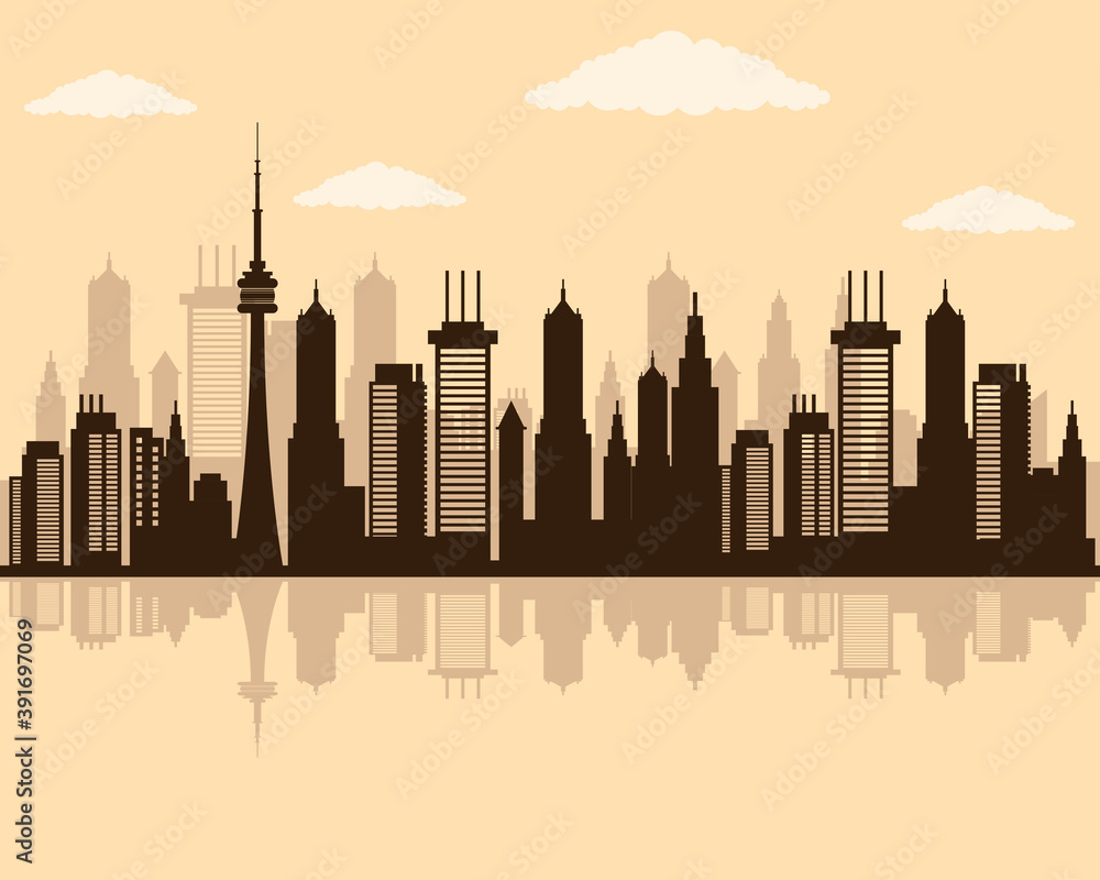 Fototapeta premium cityscape skyline scene silhouette icon