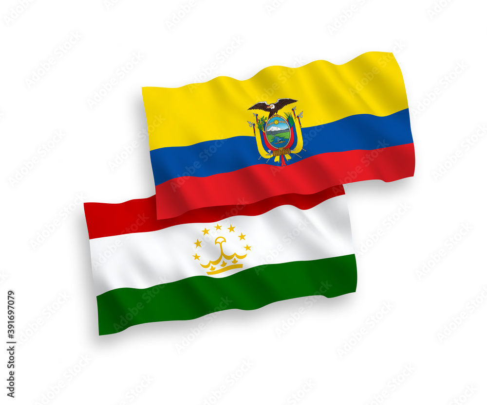 Flags of Tajikistan and Ecuador on a white background Flags of Tajikistan and Ecuador on a white background