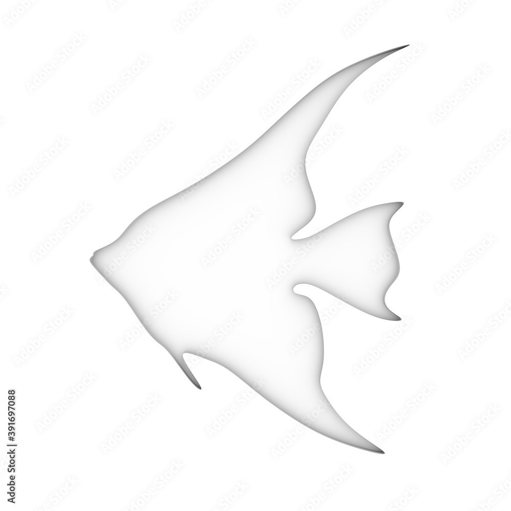 Abstract sea fish icon in thin line style. 3D rendering.