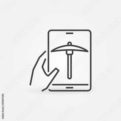 Mobile Data Mining using Smartphone outline vector concept icon or design element