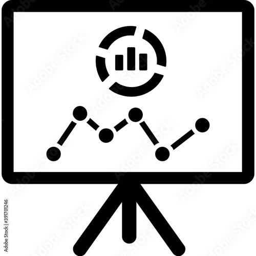 
A whiteboard with the pie chart and growth graph  
