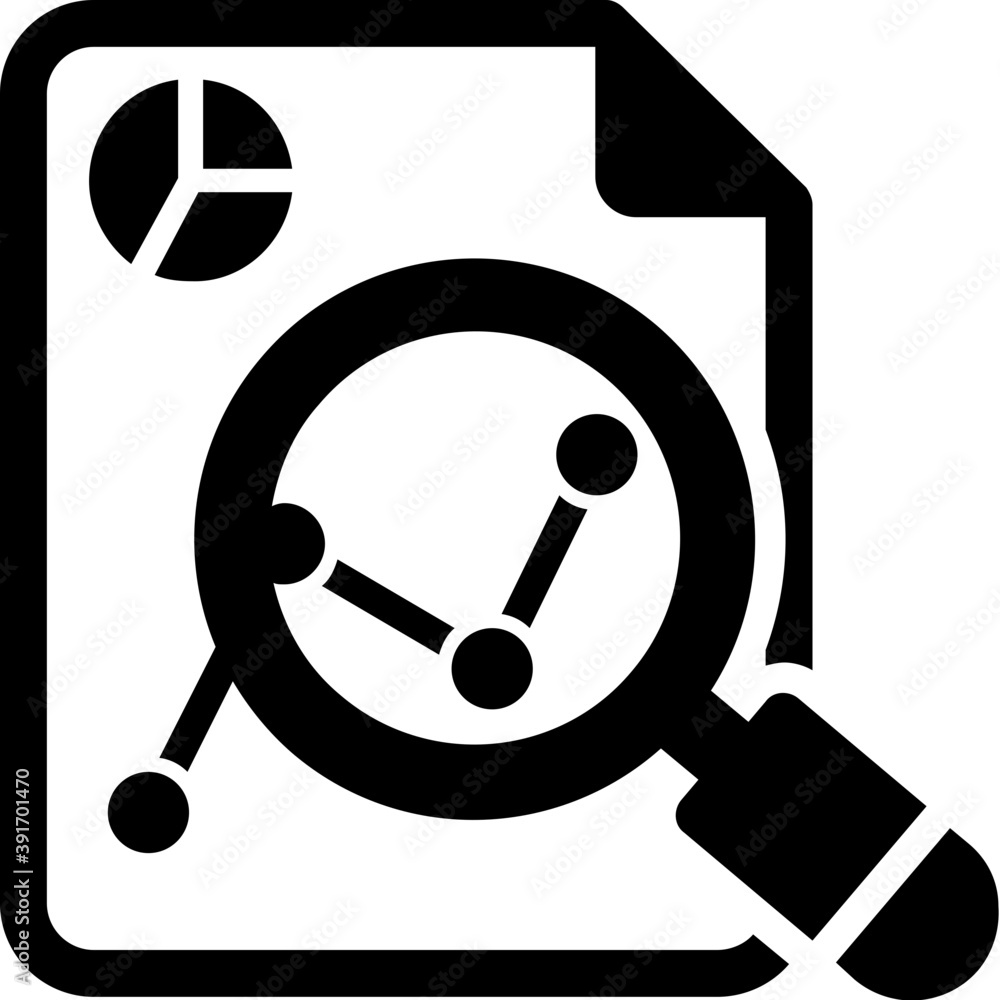 A bar graph with magnifying glass on tablet screen,
A bar graph with magnifying glass on tablet screen,
