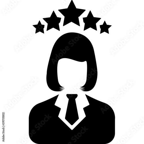 
A businesswomen or professional employee with five stars
