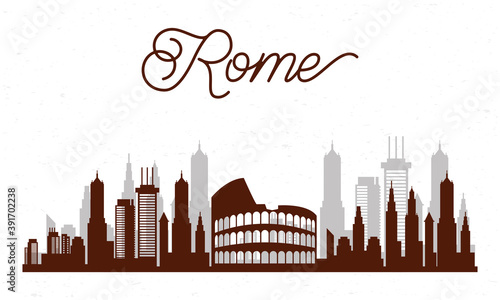 cityscape rome skyline scene icon