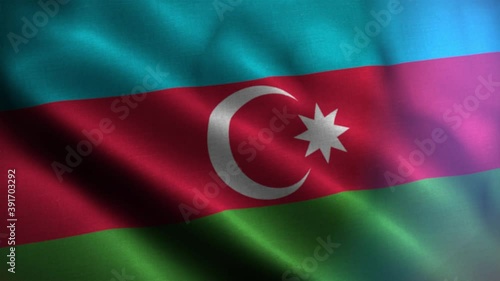 Waving azerbaijan national flag fabric pattern photo