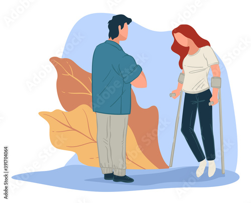 Rehabilitation after leg injury or fracture vector