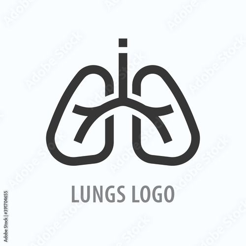 Human lungs icon. Asthma, pneumonia, respiratory diseases clinic logo template. Vector illustration.