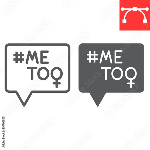 Me too line and glyph icon, sexism and feminism, me too sign vector graphics, editable stroke linear icon, eps 10.