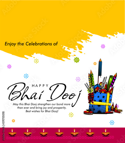Vector illustration of celebrating Bhai Dooj with Indian family during Happy Diwali festival background photo