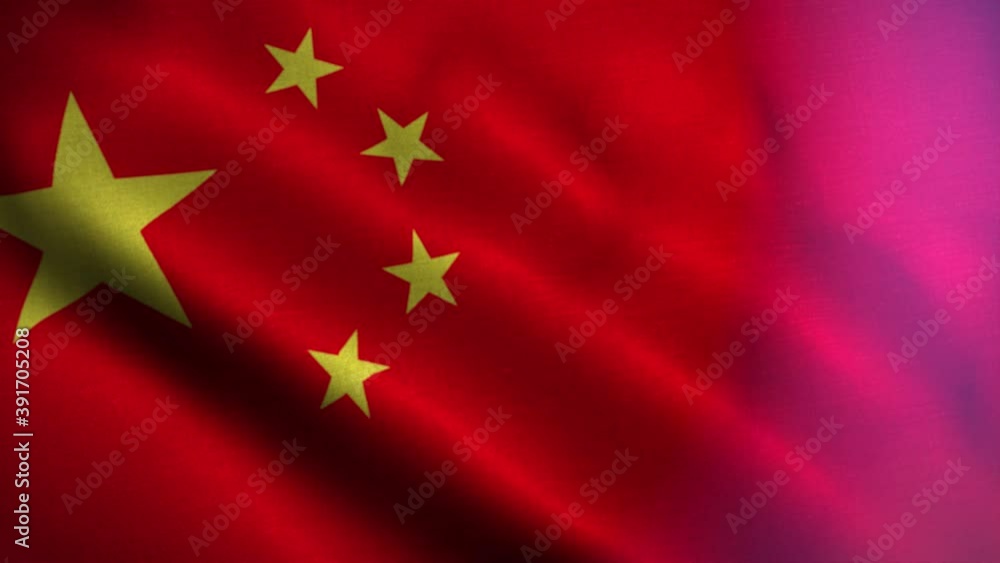 Waving national flag of China with fabric pattern Waving national flag of China with fabric pattern