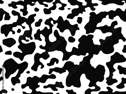 cow spots seamless pattern black and white vector repeating texture