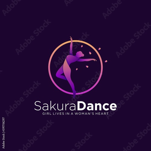 Vector Logo Illustration Dance Gradient Colorful Style.