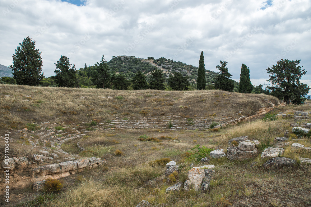 The ancient theater at Eretria. Euboea, Greece