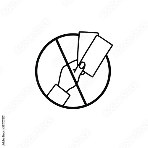 Outline Anti-Corruption icon, doodle, black and white illustration. Vector Stock illustration.