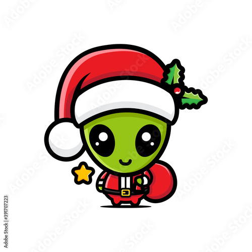 alien character wearing santa costume
