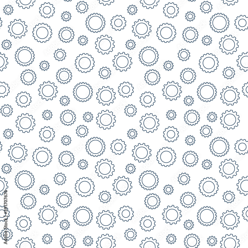 Vector seamless pattern with Gear outline icons Vector seamless pattern with Gear outline icons