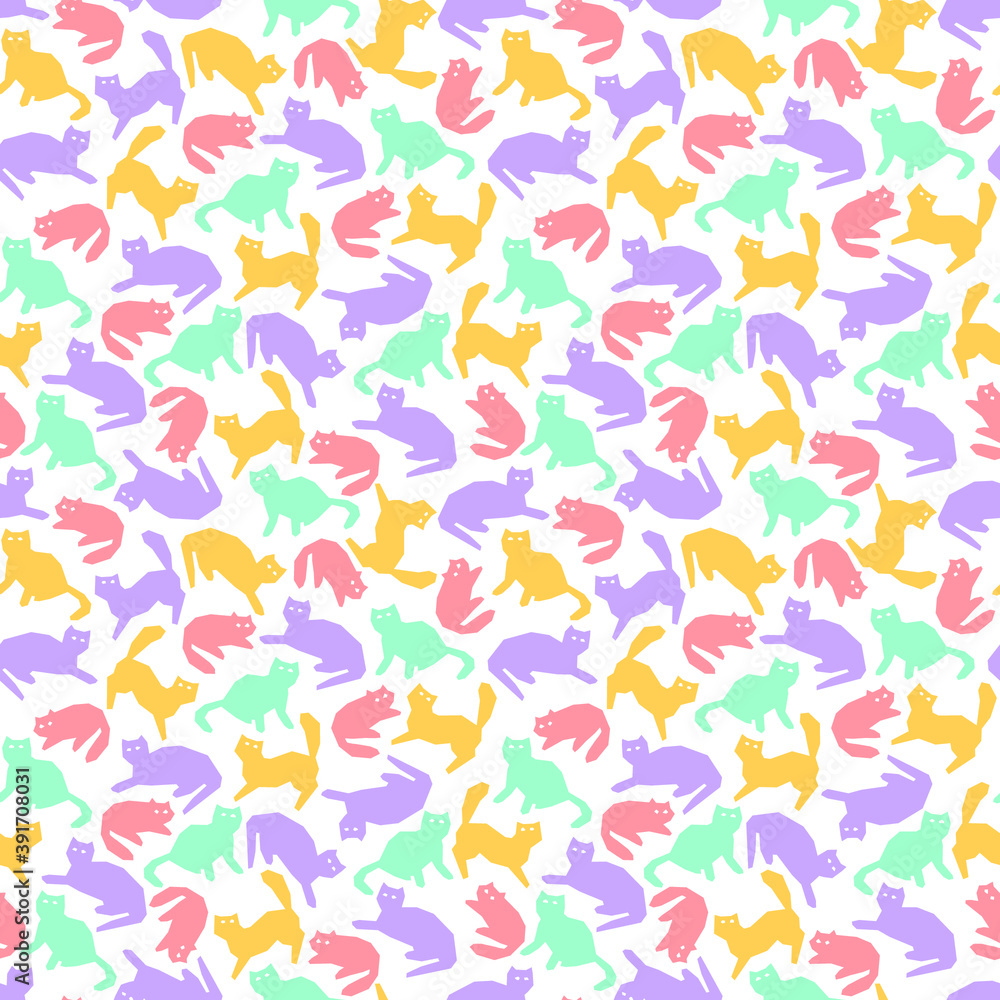Seamless multicolored pattern with cats
Seamless multicolored pattern with cats