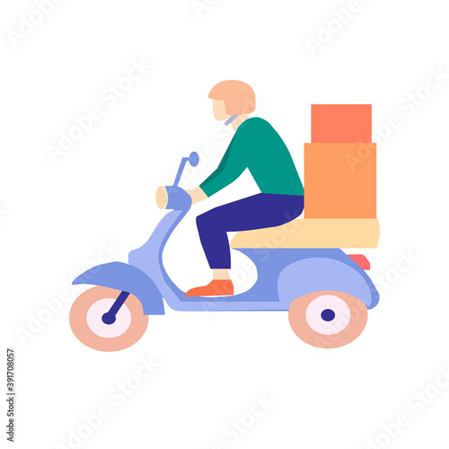 Courier delivers order on white background  vector chart