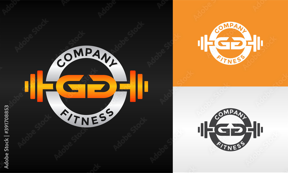 letter GG fitness emblem logo