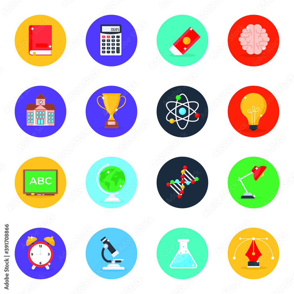 Education Icons in Flat Rounded Style Pack
Education Icons in Flat Rounded Style Pack