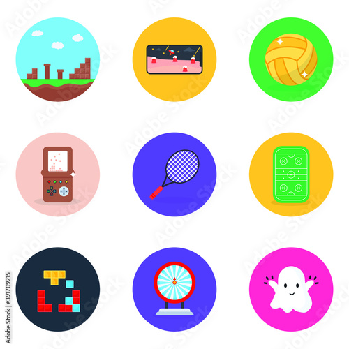 
Collection of Gaming and Hardware Icons in Flat Rounded Style 
