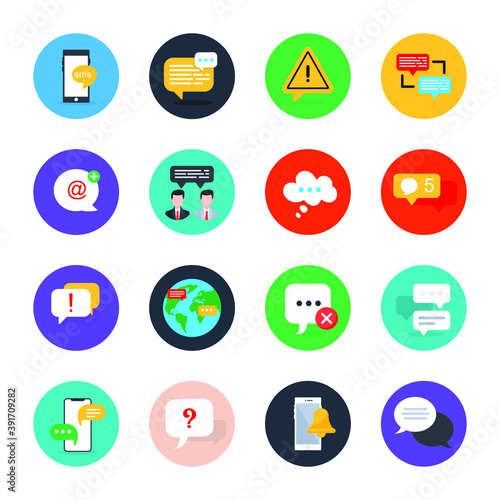 
Pack of Chat and Communication Flat Icons 
