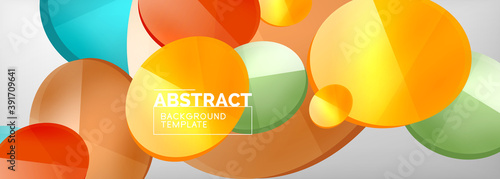 Abstract glossy round shapes vector background. Vector futuristic illustration for covers, banners, flyers and posters and other