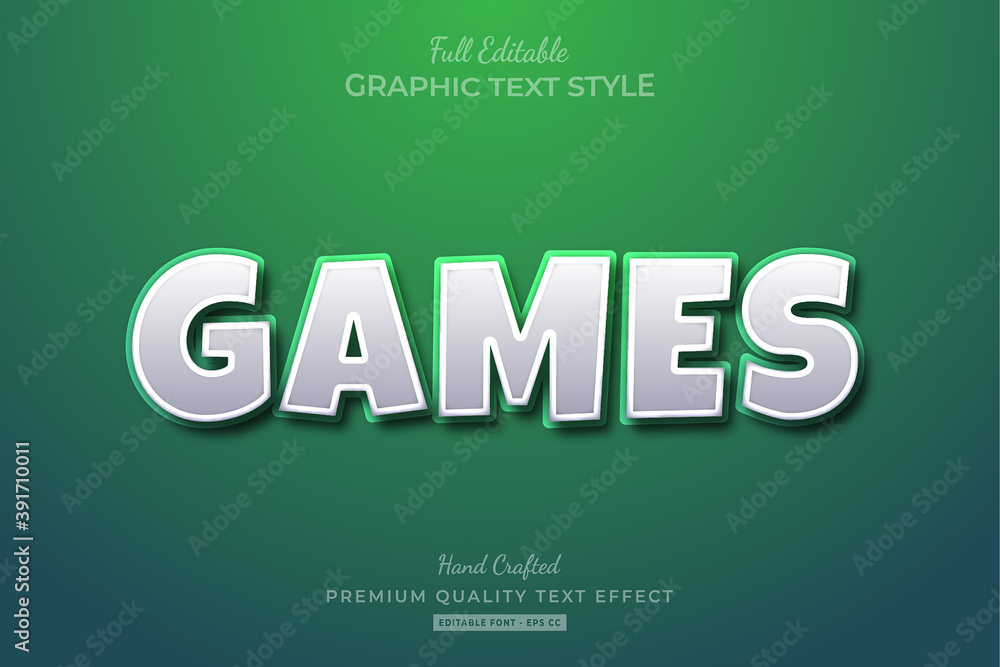 Games Cartoon White Green Editable Text Effect Games Cartoon White Green Editable Text Effect