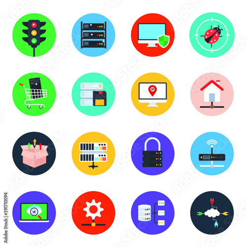
Website and Network Flat Icons Pack
