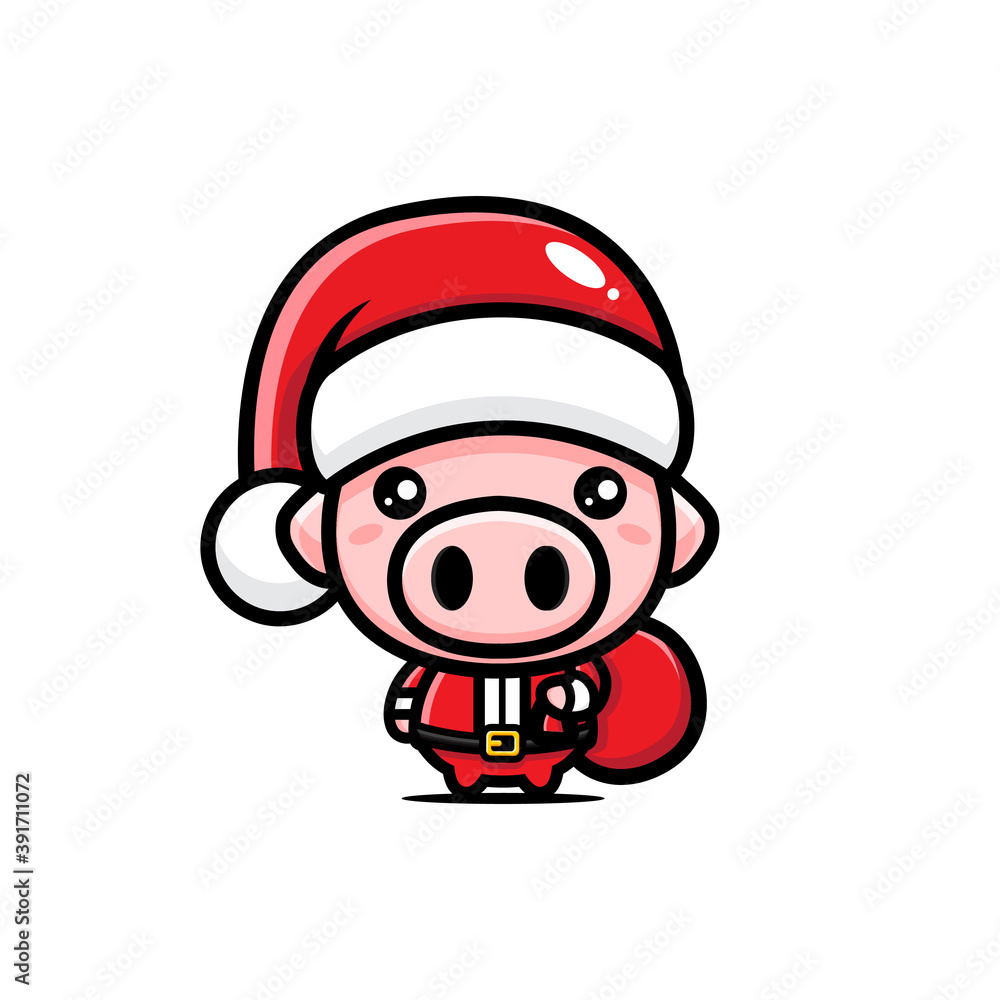 cute pig character wearing santa costume cute pig character wearing santa costume
