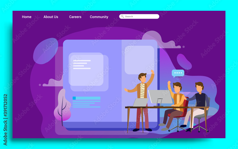 Flat design web page template for teamwork, business strategy and analytics. Modern flat design concept of web page design for website and mobile website. Vector illustration