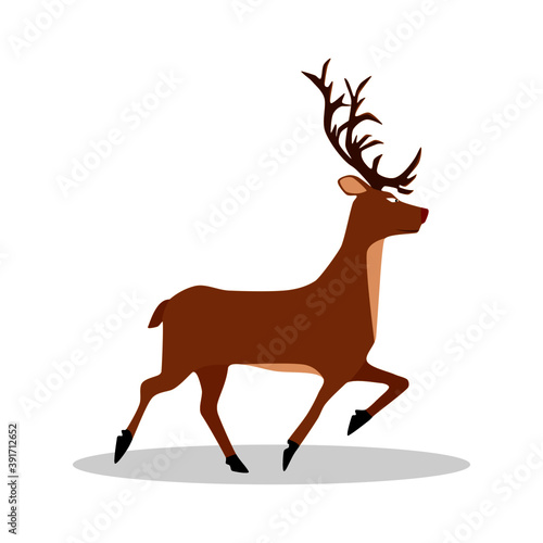 Reindeer Christmas vector illustration. Cartoon deer Isolated on white background © Nastudio