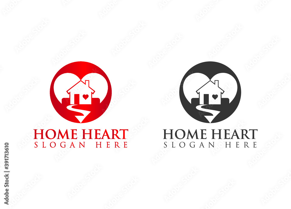 Home Heart Logo Design Vector Template Concept Home Heart Logo Design Vector Template Concept
