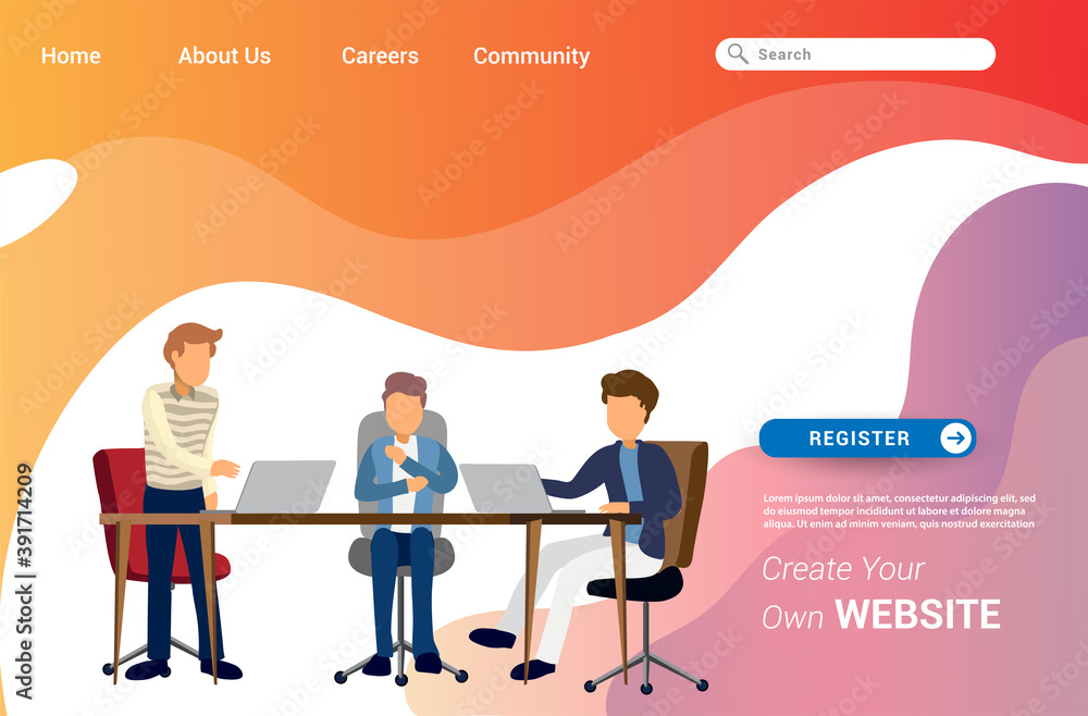 Landing page template design of teamwork concept. Modern flat design concept of web page design for website and mobile website. Easily to edit and customize. Vector illustration Landing page template design of teamwork concept. Modern flat design concept of web page design for website and mobile website. Easily to edit and customize. Vector illustration