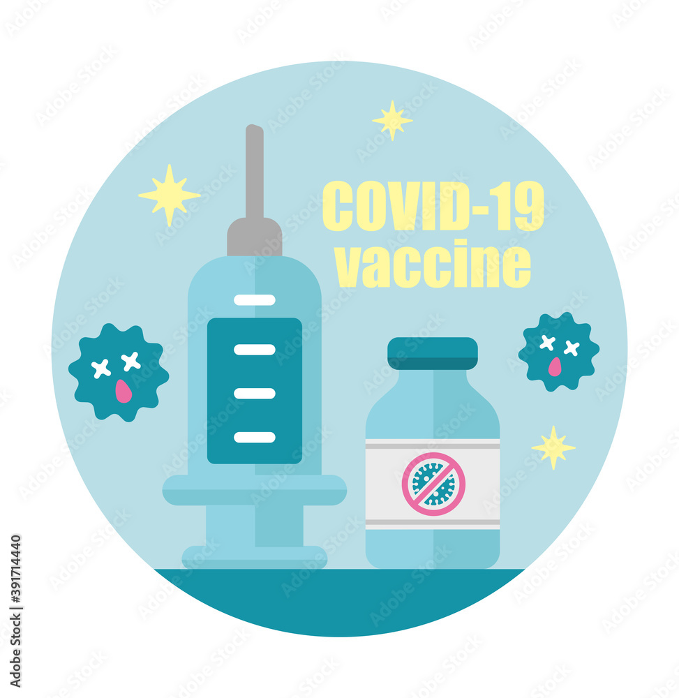 Covid-19 (coronavirus) vaccine round banner illustration Covid-19 (coronavirus) vaccine round banner illustration
