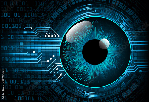 Blue eye cyber circuit future technology concept background