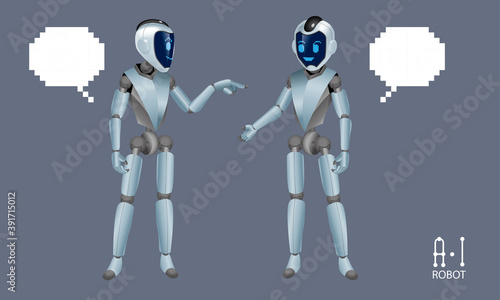 Vector of Artificial Intelligence (A.I) robots. It comes with different poses.