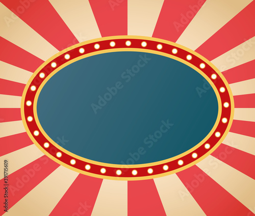 retro Light oval figure frame in striped background