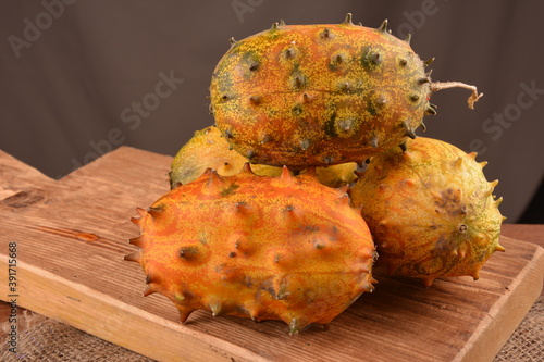 fruits of Kiwano, Cucumis metulifer,kiwano fruit, Cucumis metulifer, photo