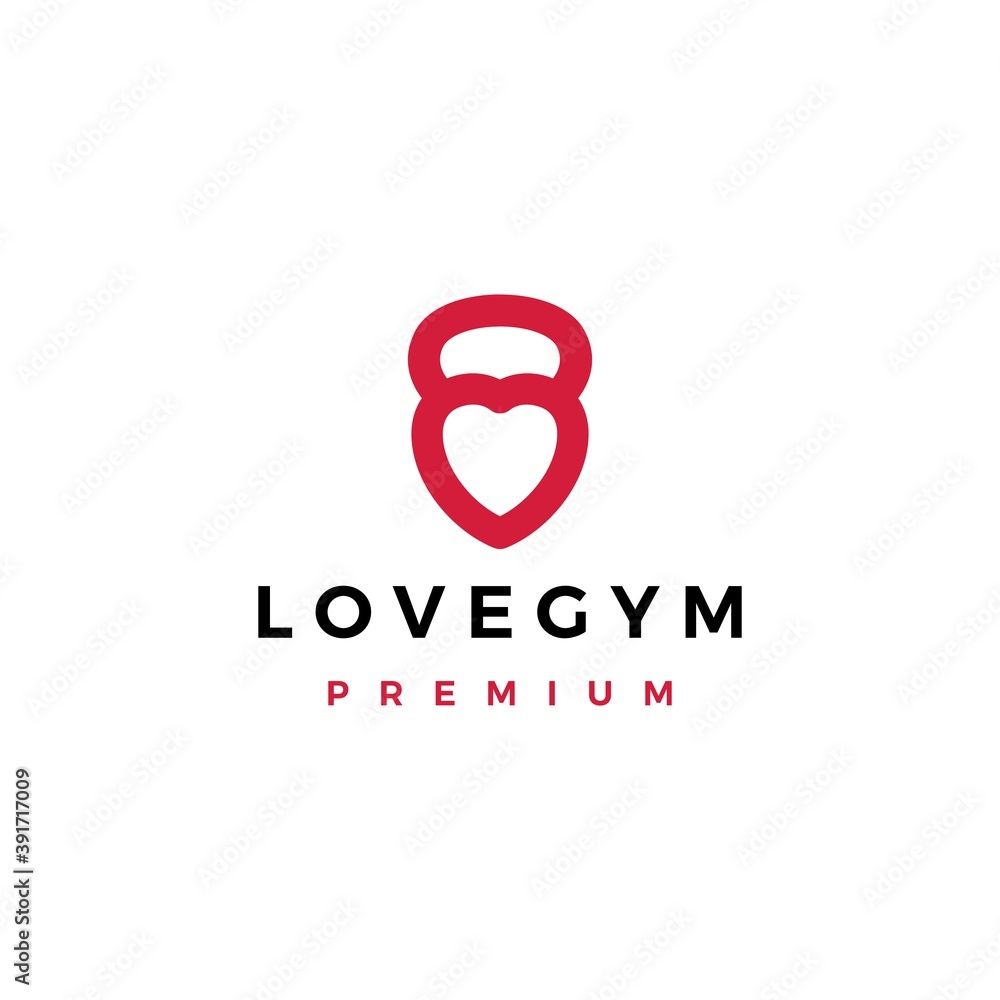 love gym kettlebell fitness logo vector icon illustration love gym kettlebell fitness logo vector icon illustration