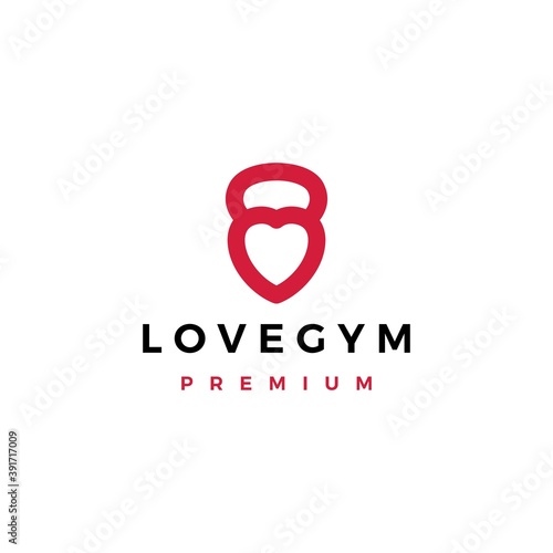 love gym kettlebell fitness logo vector icon illustration