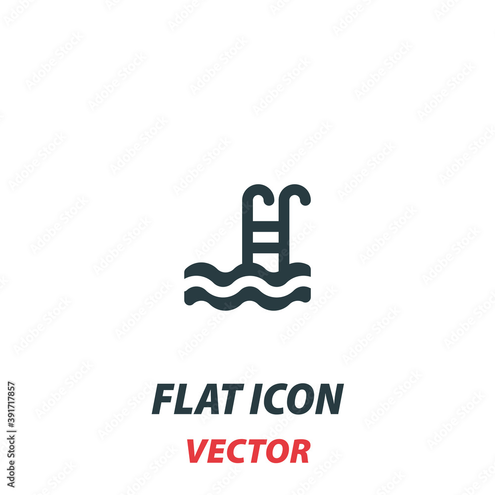 Pool icon in a flat style. Vector illustration pictogram on white background. Isolated symbol suitable for mobile concept, web apps, infographics, interface and apps design Pool icon in a flat style. Vector illustration pictogram on white background. Isolated symbol suitable for mobile concept, web apps, infographics, interface and apps design