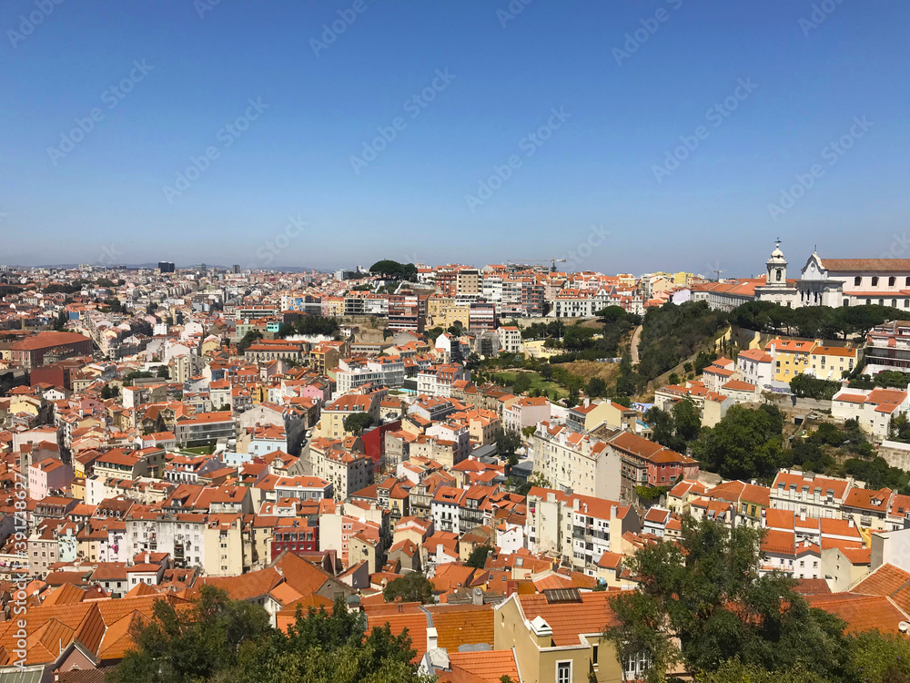 Aerial view of city in Lisbon Portugal