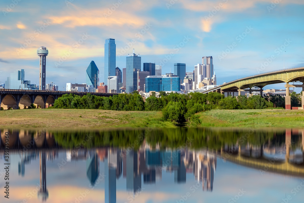 Dallas city downtown skyline cityscape of Texas USA